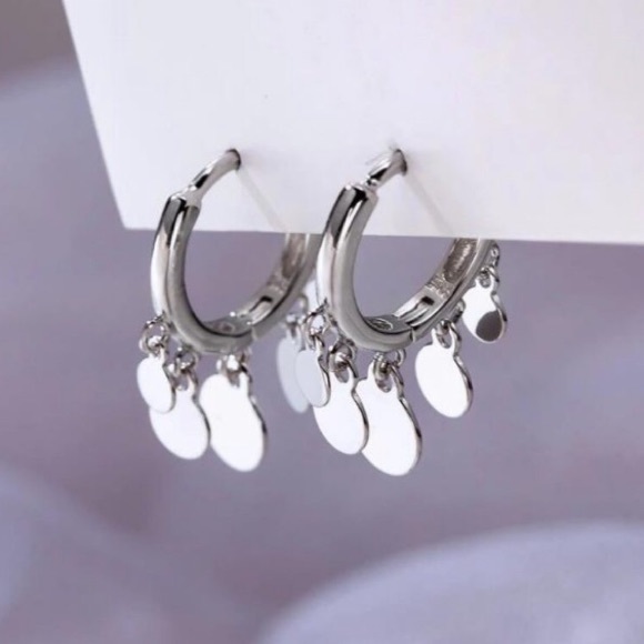 Sterling silver tassels hoop earrings - Picture 2 of 4